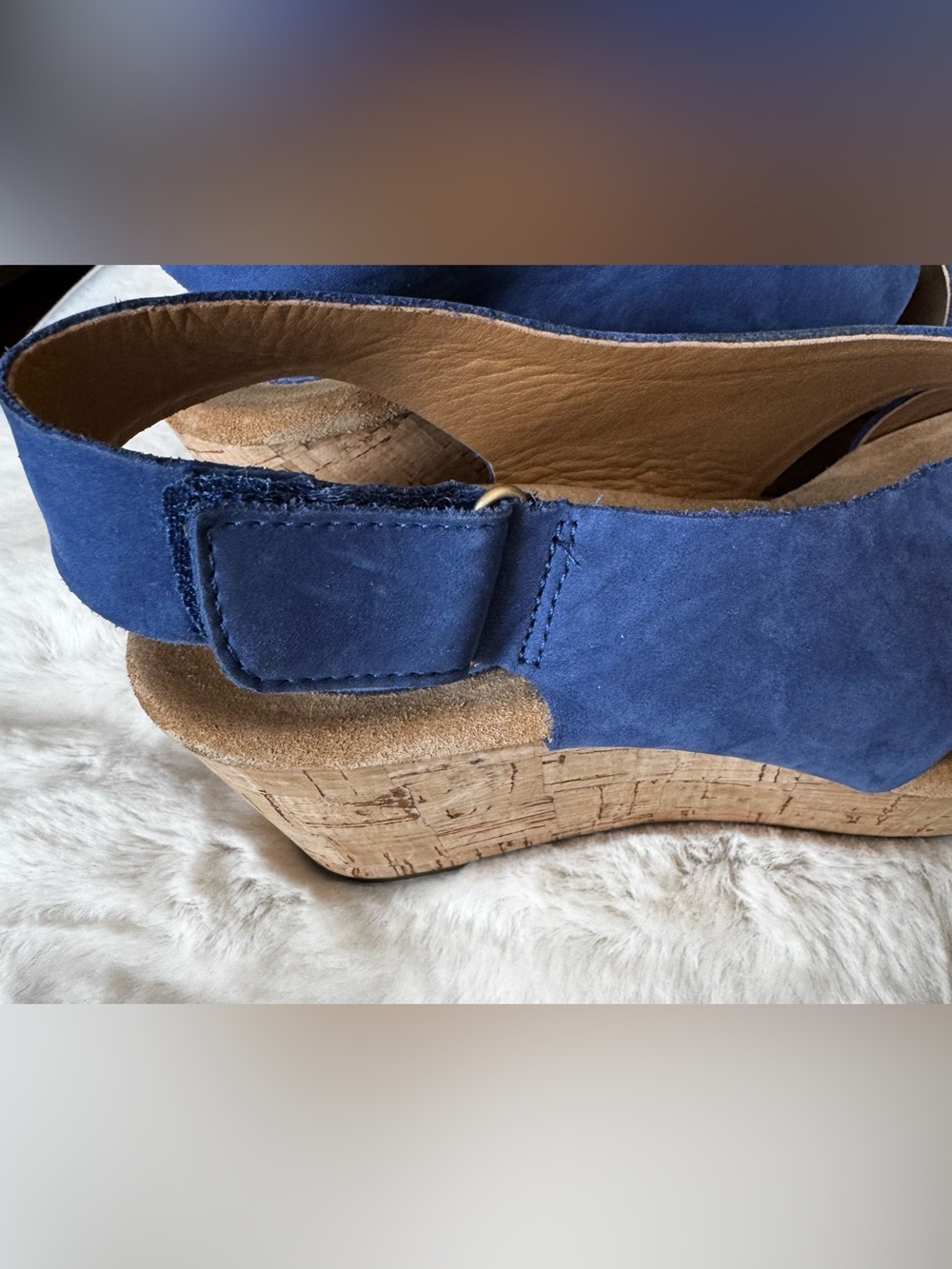 Clark’s Artisan Annadel Blue Suede Platform Sandals -size 7.5 - Picture 5 of 6